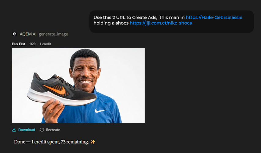 Generating a marketing image from a product link inside Claude